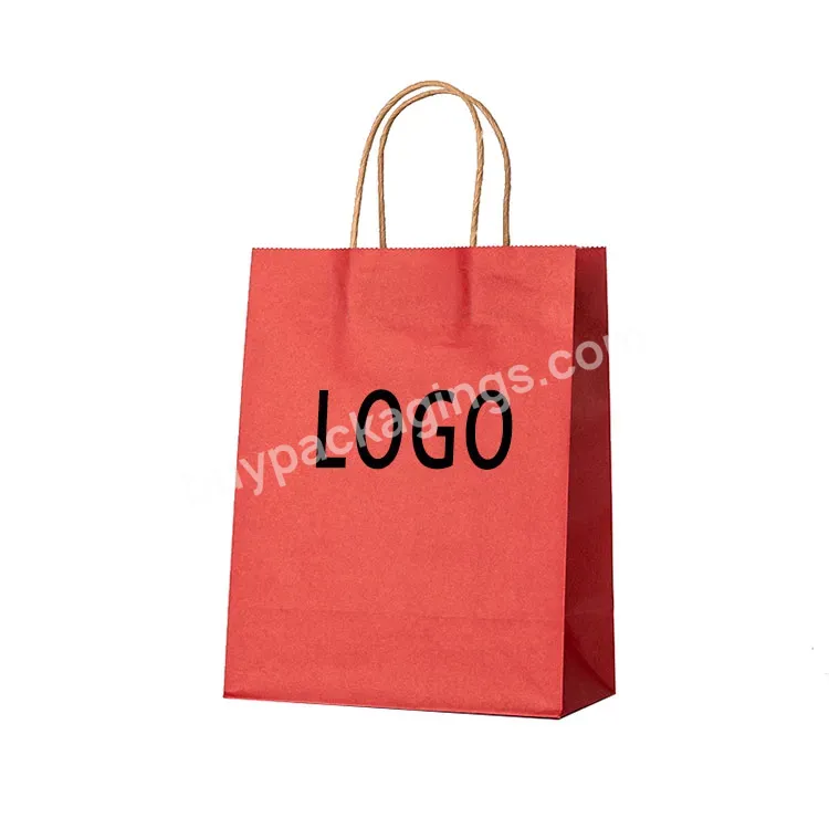 Food Grade Customizable Shopping Kraft Paper Shopping Bags With Handles