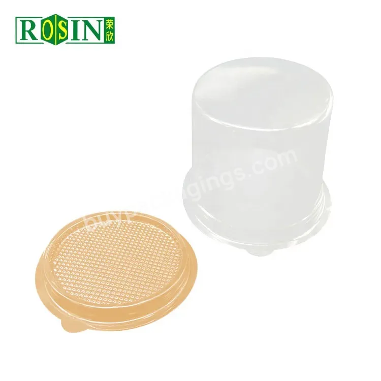 Food Grade High Round Disposable Plastic Bread With Fork Cake Dome Plastic Tray With Pet Lid