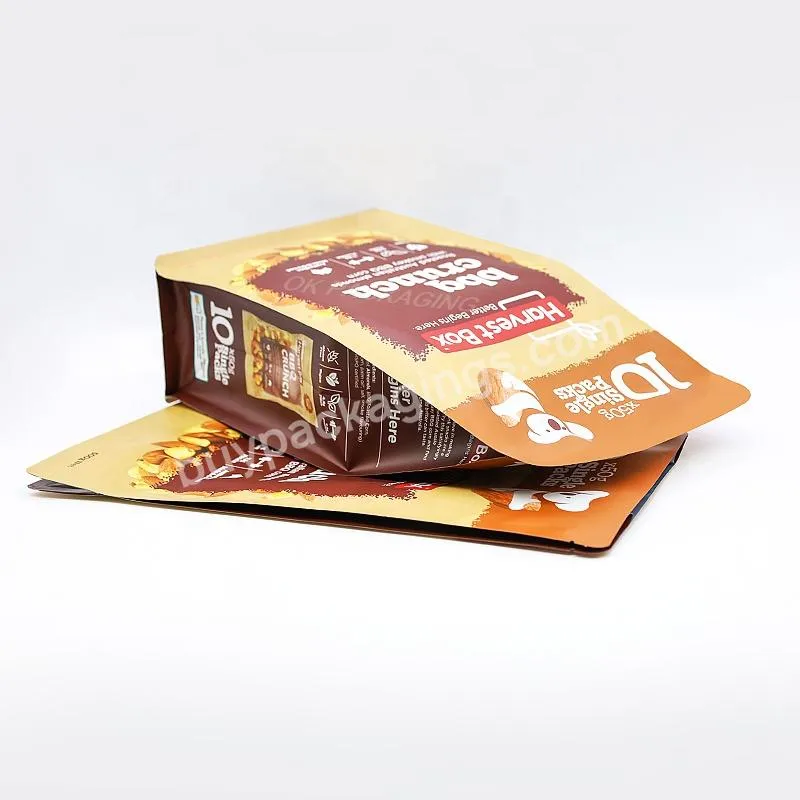 Food Grade Kraft Paper Bags Pouch Design Logo Flat Bottom Pouch Coffee Bag Food Zipper Packaging Pouch