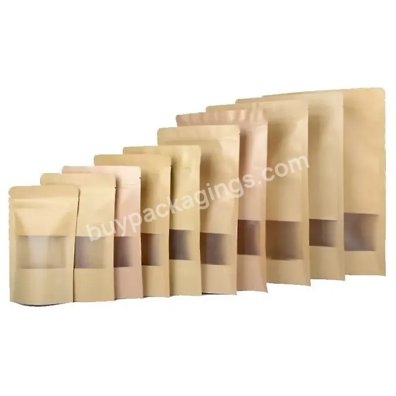 Food Grade Low Moq Stand Up Pouch Bags Resealable Zipper For Coffee Bean Packaging White Kraft Paper Bags