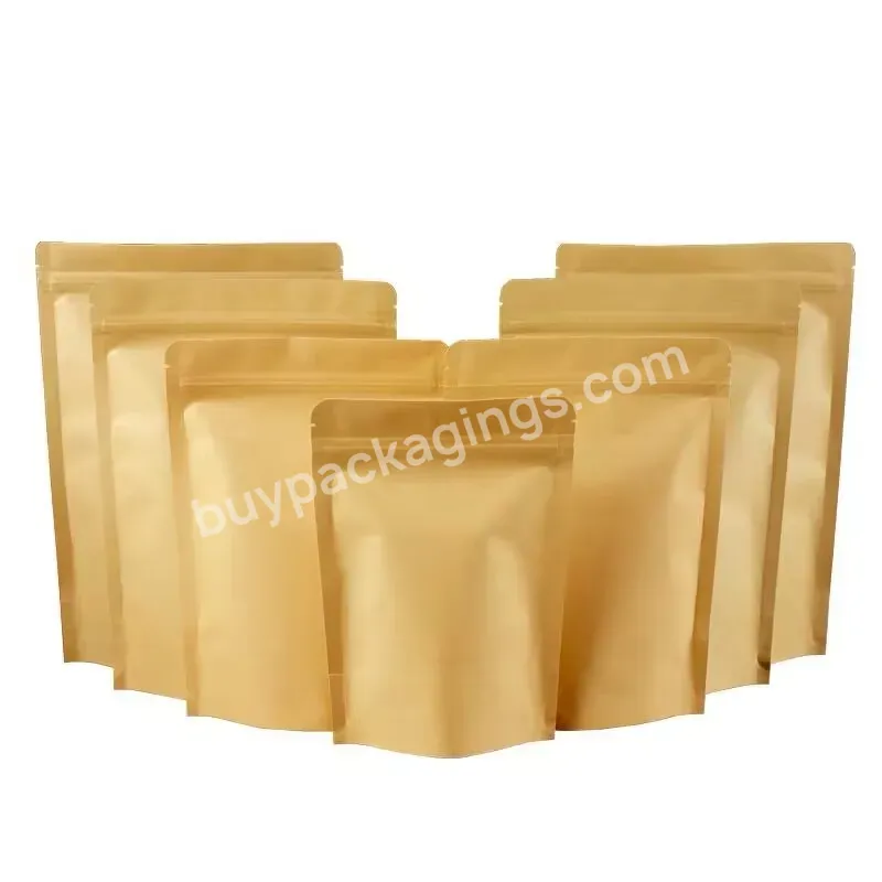 Food Grade Low Moq Stand Up Pouch Bags Resealable Zipper For Coffee Bean Packaging White Kraft Paper Bags