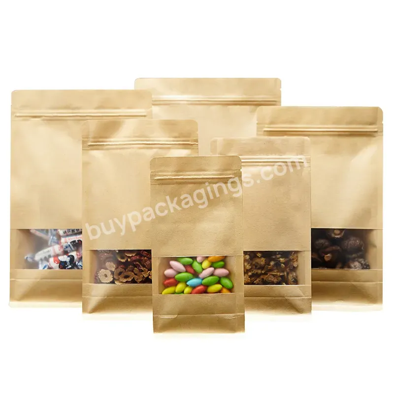 Food Grade Materials Bread Food Paper Bag Flat Bottom Zipper Frosted Window Logo Custom Paper Bag