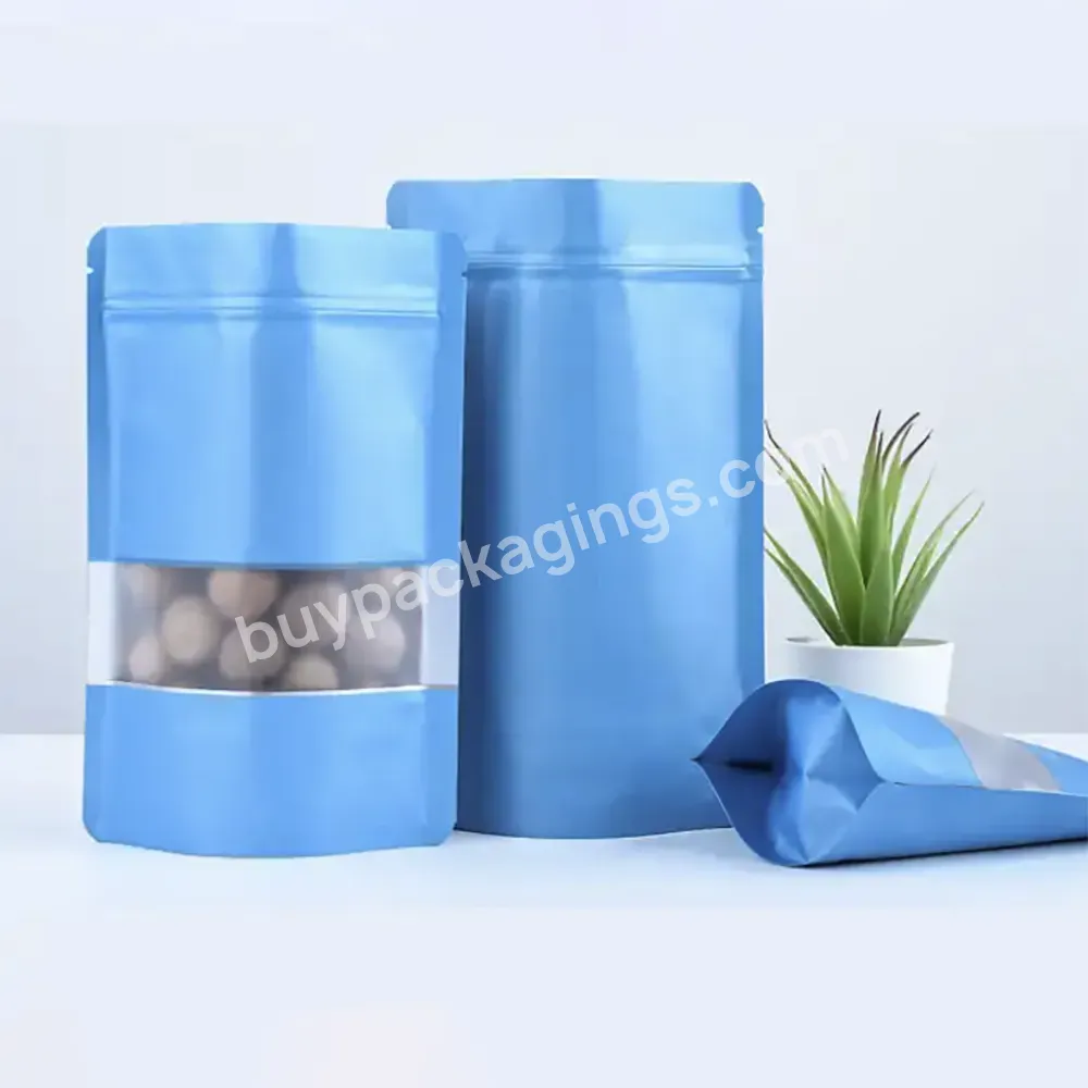 Food Grade Matte Finish Coffee Tea Snack Nut Aluminium Foil Stand Up Zip Lock Packing Pouch Bag With Clear Window
