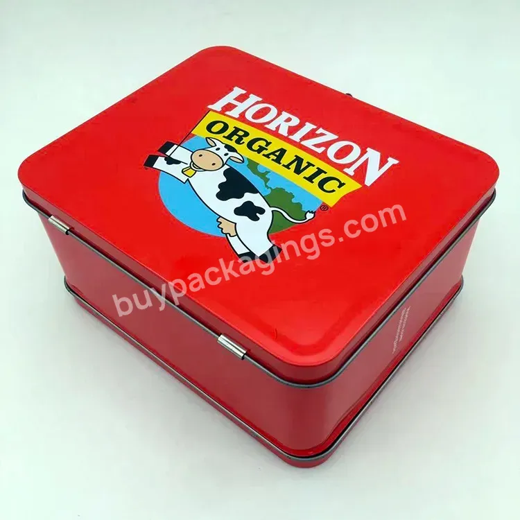 Food Grade Metal Tin Lunch Box With Lock And Plastic Handle