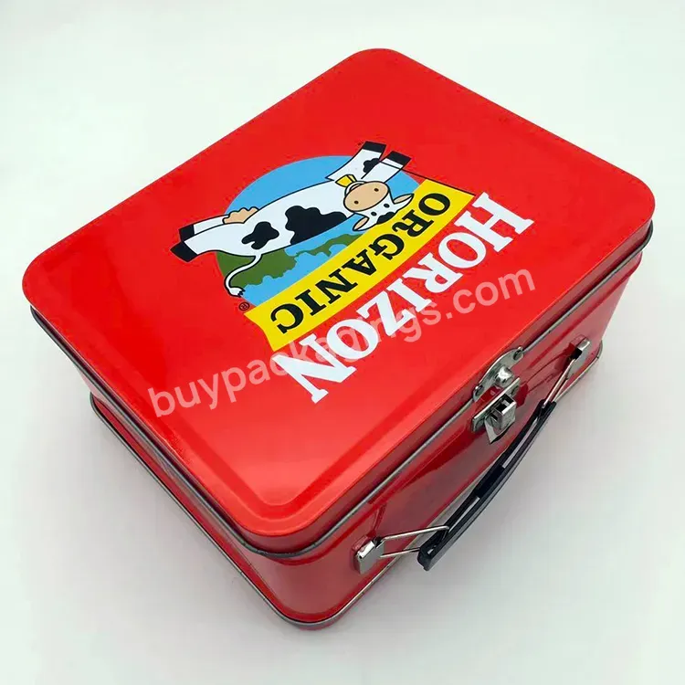 Food Grade Metal Tin Lunch Box With Lock And Plastic Handle