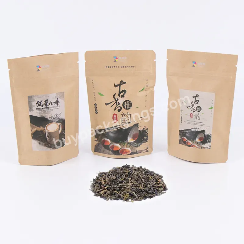 Food Grade Packaging Wholesale Plain Kraft Pouch Ziplock Brown Kraft Paper Tea Bag Or Tea/coffee/spices