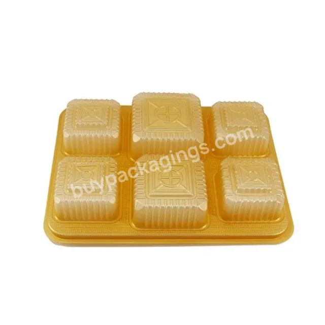 Food Grade Pet Gold Mooncake Container Mooncake Box With Dividers Plastic Packing Tray Custom Luxury Box