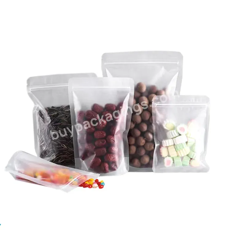 Food Grade Plastic Poly Bag Stand Up Custom Frosted Plastic Zipper Bag