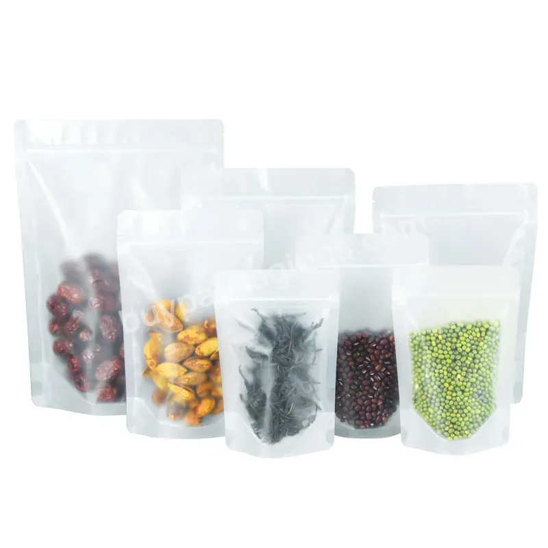 Food Grade Plastic Poly Bag Stand Up Custom Frosted Plastic Zipper Bag