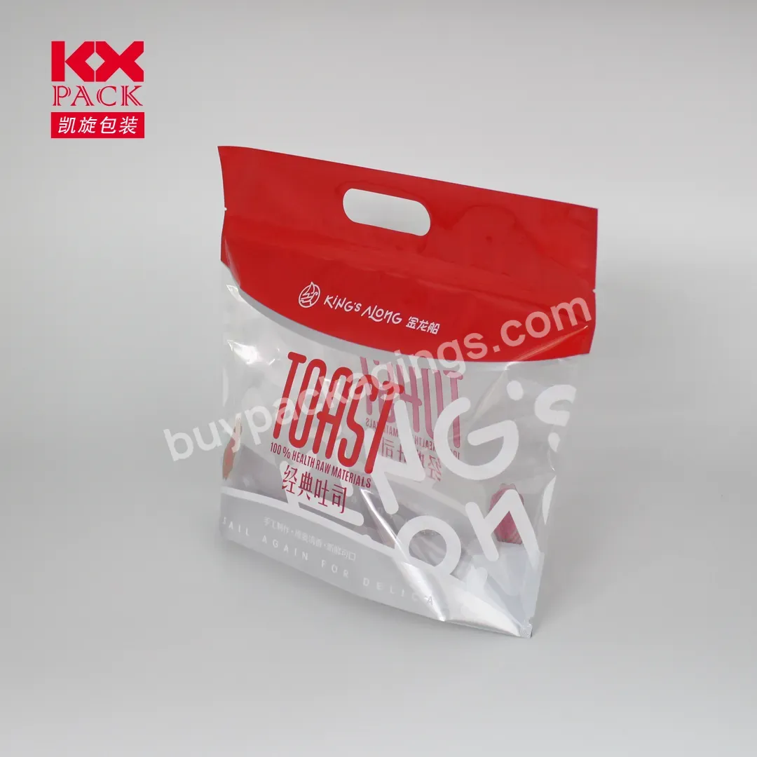 Food Grade Plastic Zipper Bag With Handy Handle For Toast Packing