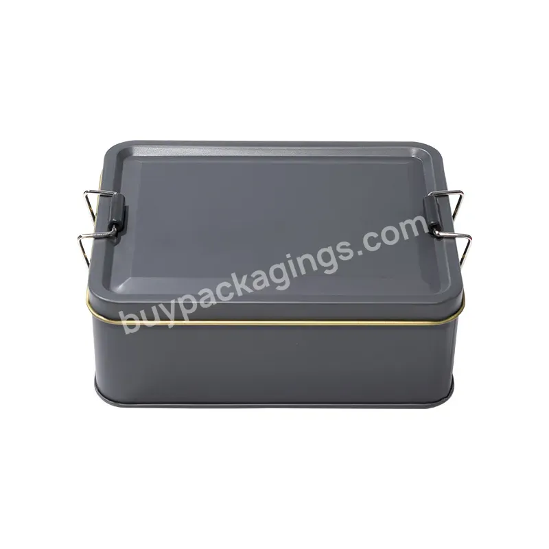 Food Grade Rectangle Empty Packaging Tin Box Custom Metal Tin Lunch Box With Clasp