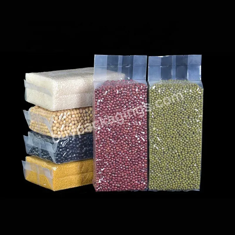 Food Grade Rice Brick Bag Back Seal Bag Side Gusset Transparent Vacuum Pouch For Food