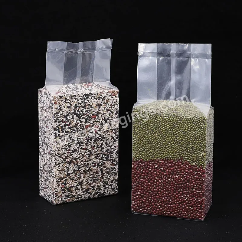 Food Grade Rice Brick Bag Back Seal Bag Side Gusset Transparent Vacuum Pouch For Food