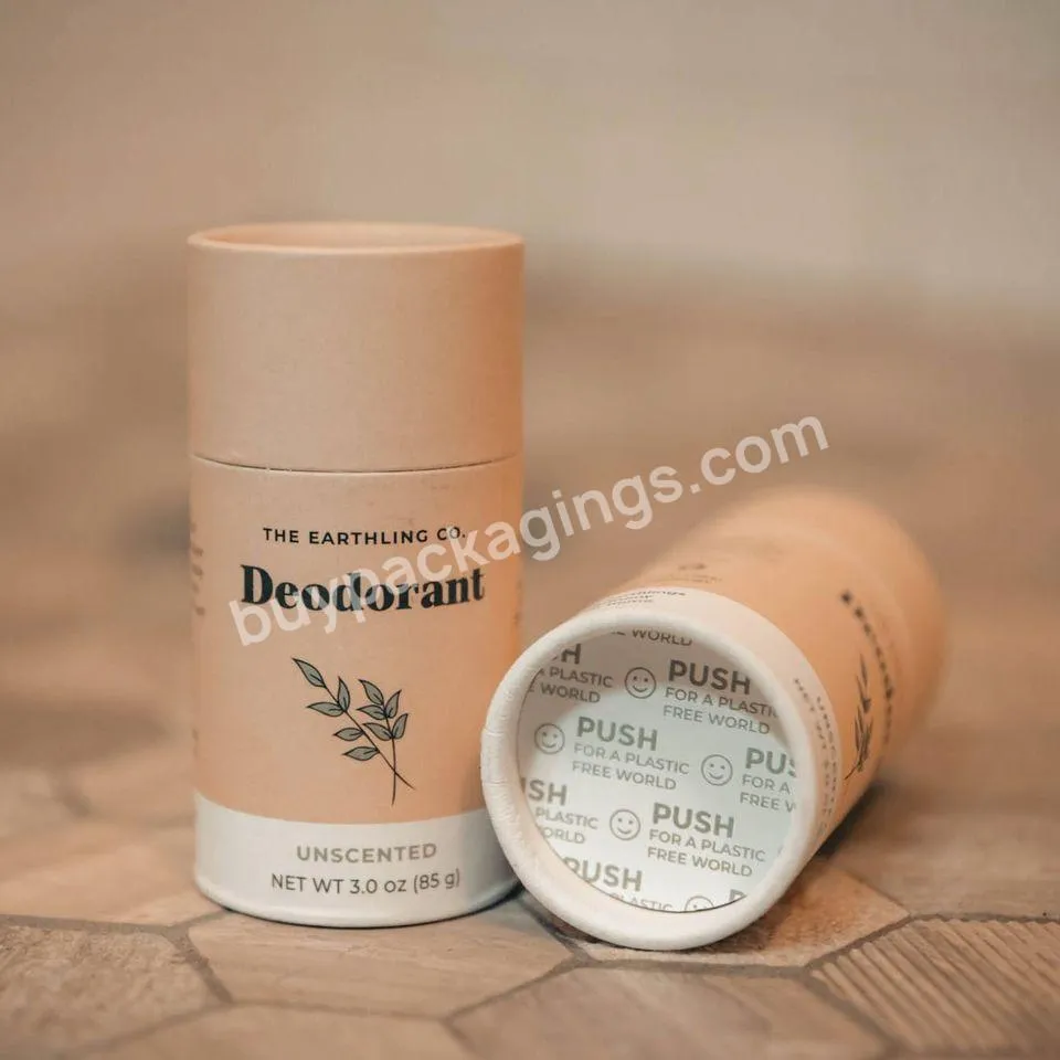 Food grade round cardboard natural deodorant stick packaging paper tube with push up design