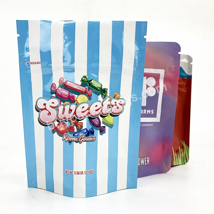 Food Grade Smell Proof Mylar Bags Zipper Stand Up Pouch 3.5x4 Heat Sealed Soft Touch Mylar Bags Custom Printed