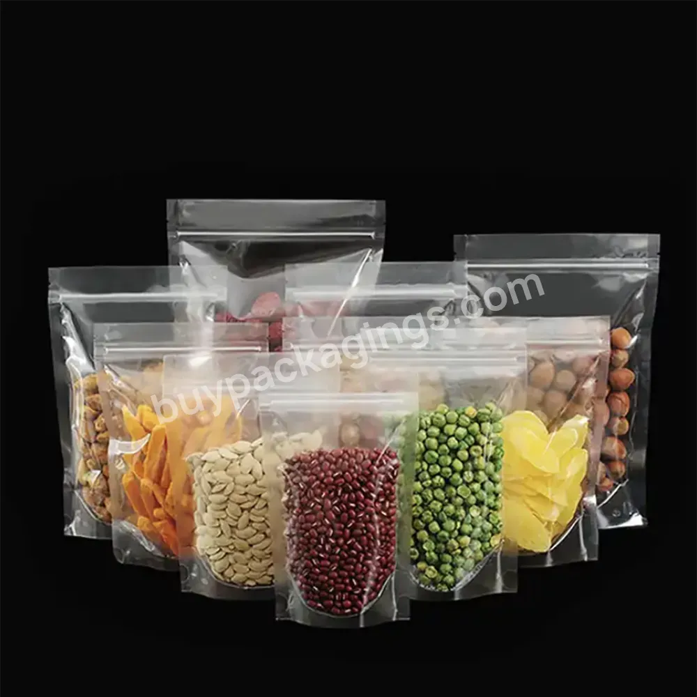 Food Grade Stand Up Ziplock Clear Plastic Packaging Organic Spices Bag With Custom Own Logo