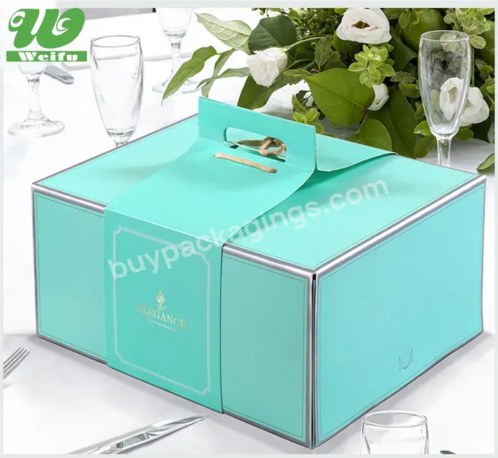 Food Grade Tall Handle Custom Cardboard Delivery Gift Wedding Paper Packing Cake Box With Window