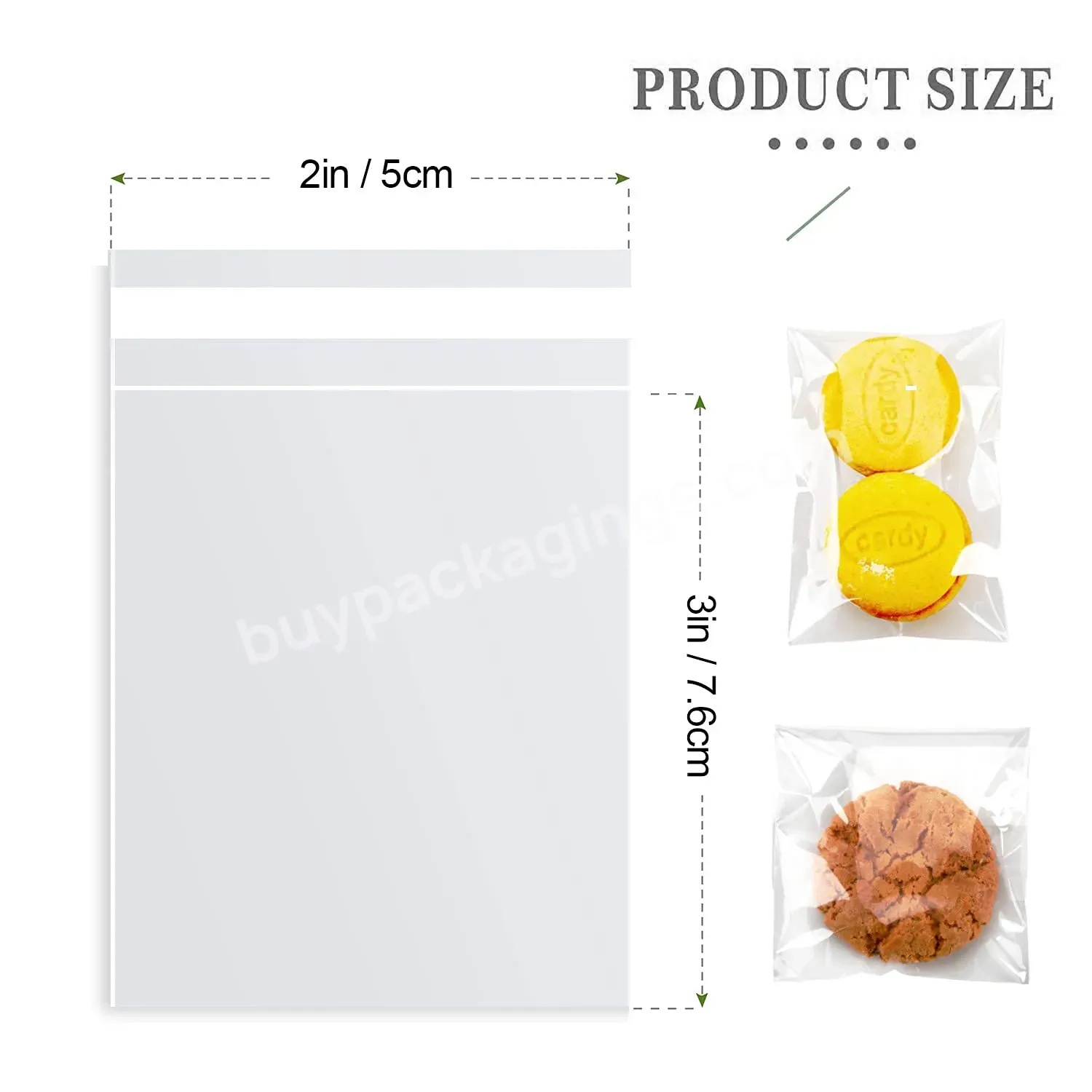 Food Grade Transparent Self Adhesive Opp Cello Plastic Packaging Bag For Biscuits Cookie