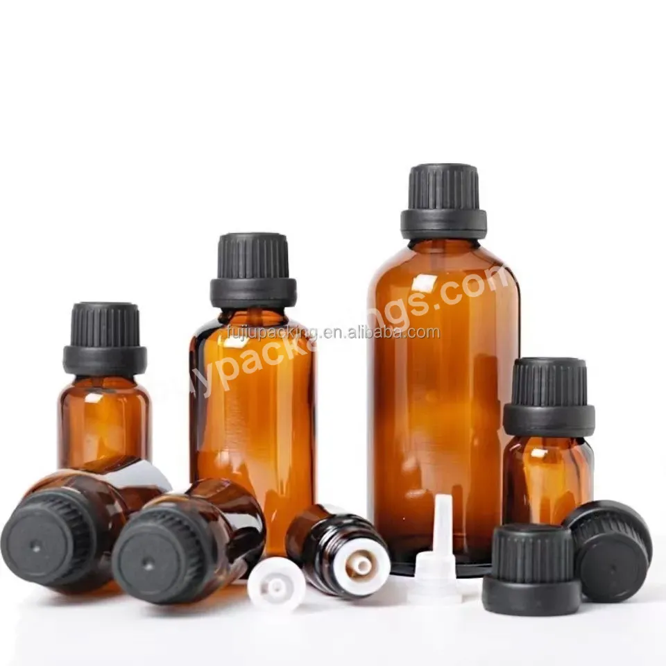 Food Grade Uv Glass Essential Oil Bottle 10ml 15ml 30ml 50ml 100ml Glass Bottle With Tamper-evident Plastic Cap And Drip Plug