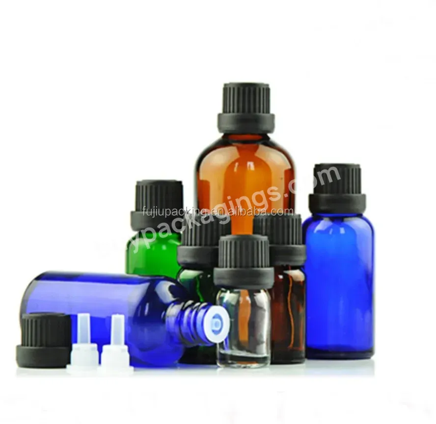 Food Grade Uv Glass Essential Oil Bottle 10ml 15ml 30ml 50ml 100ml Glass Bottle With Tamper-evident Plastic Cap And Drip Plug