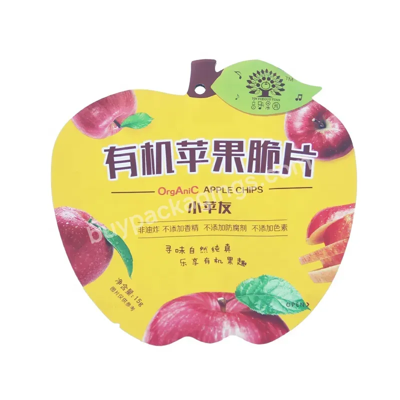 Food Grade Wholesale High Quality Aluminum Foil Custom Printed Clear Plastic Zipper Apple Chips Fruit Juice Shape Pouch