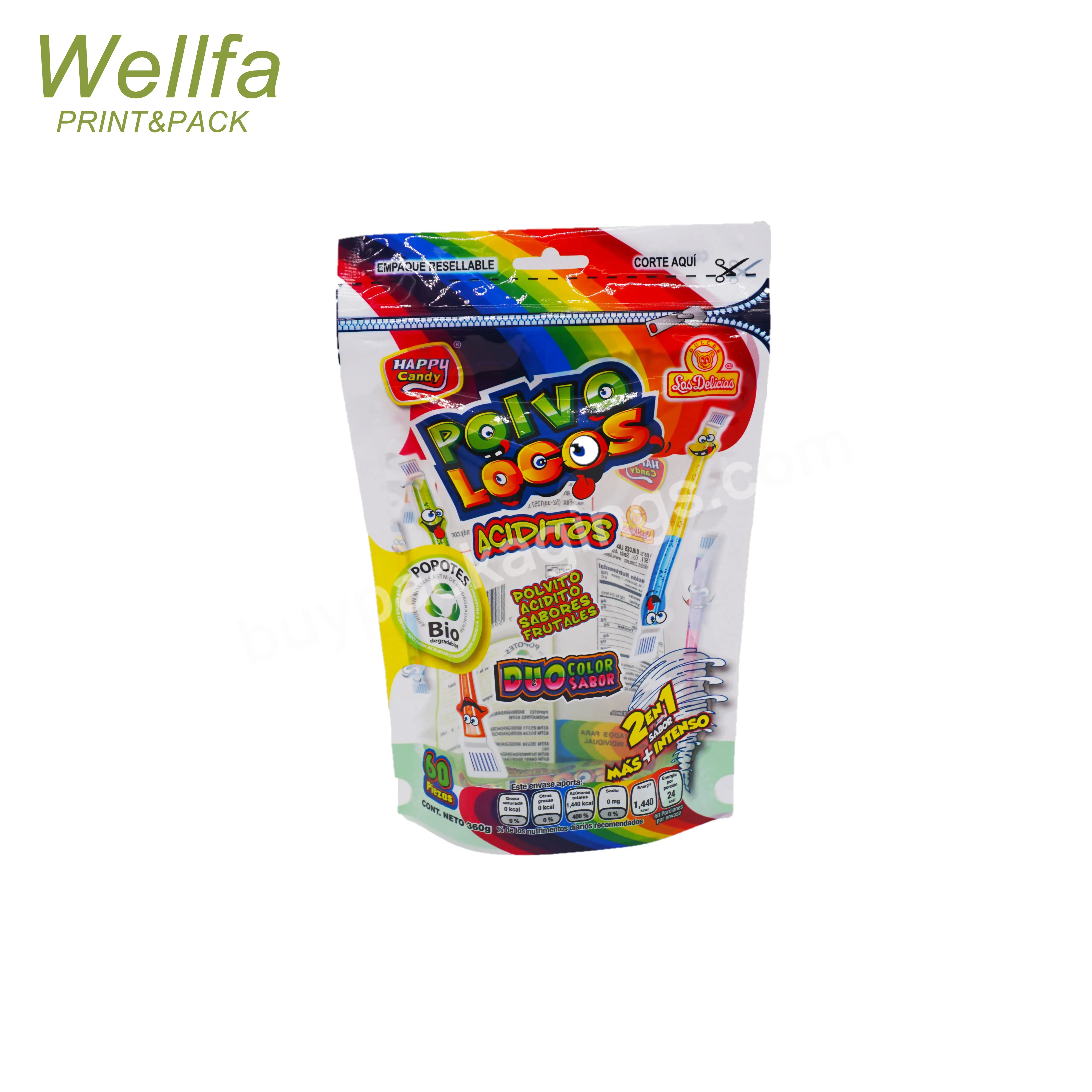 Food Grade Zip Lock Bags For Packaging Colorful Printing Sugar Candy Bag