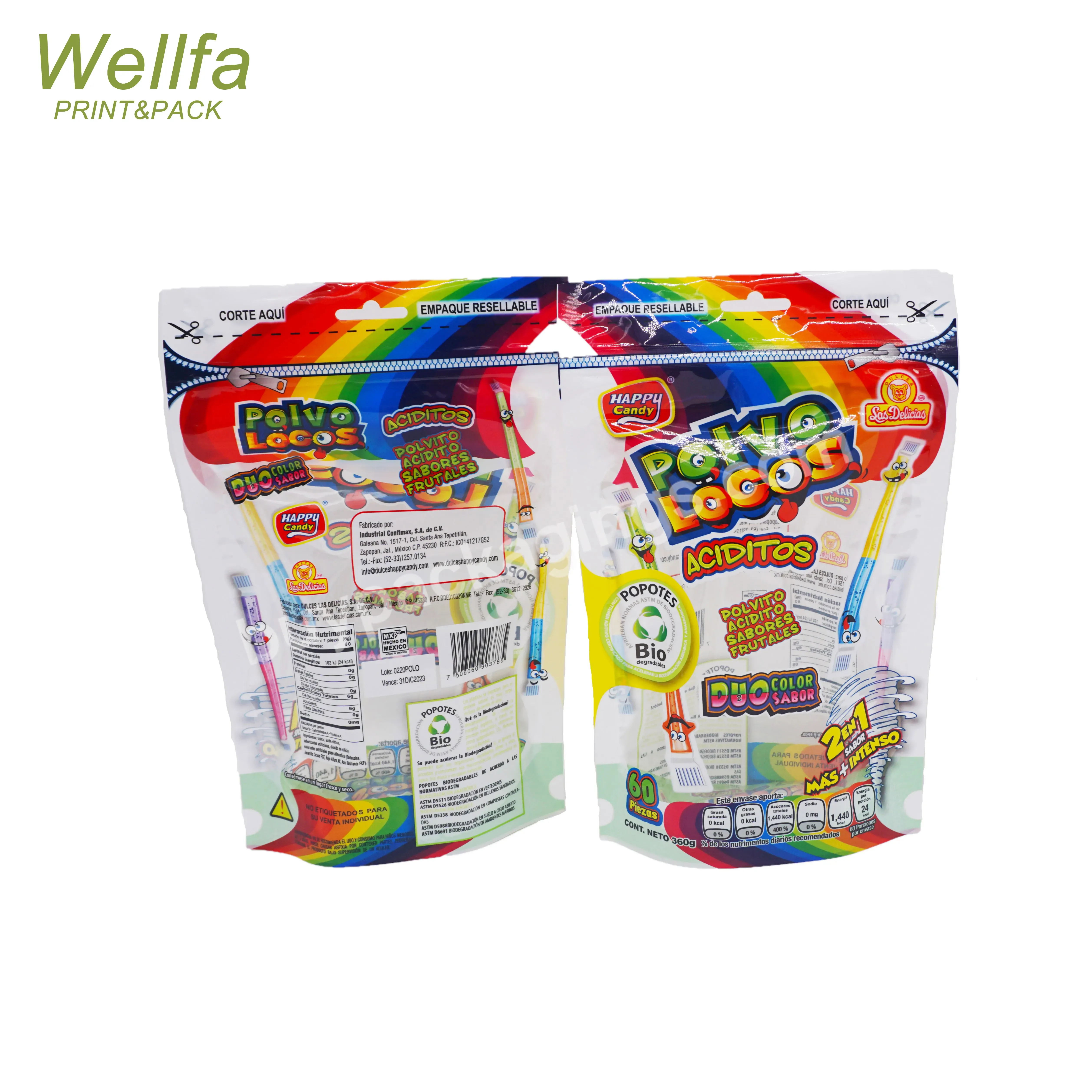 Food Grade Zip Lock Bags For Packaging Colorful Printing Sugar Candy Bag