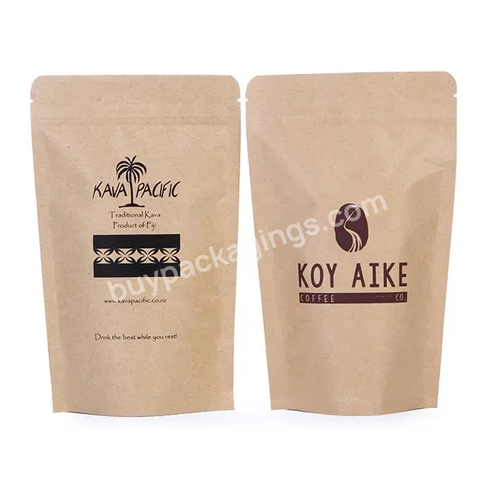 Food Grade Ziplock Kraft Paper Bag Stand Up Packaging Pouch With Customized Logo Print Smell Proof Plastic Bag For Food .