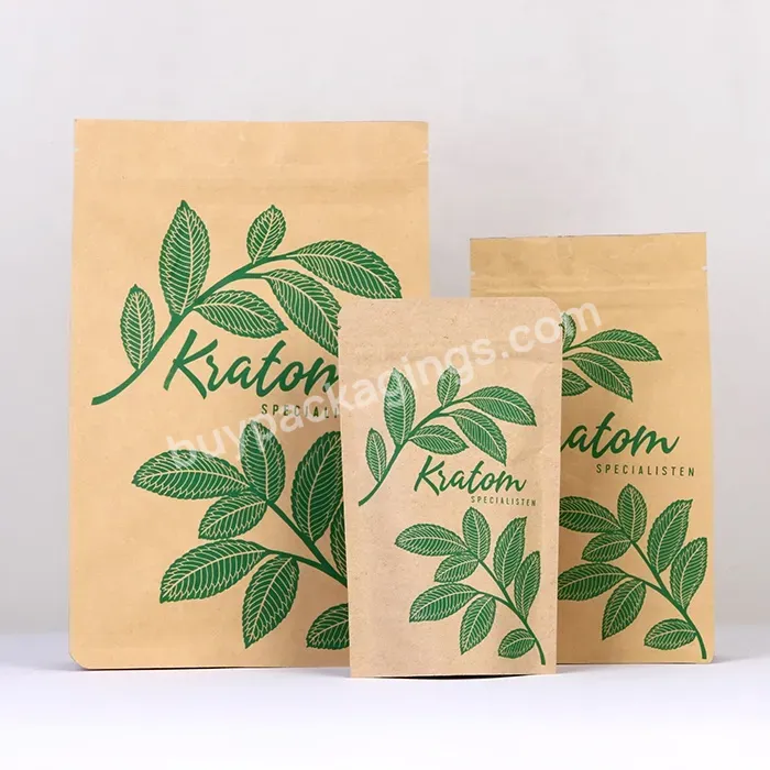 Food Grade Ziplock Kraft Paper Bag Stand Up Packaging Pouch With Customized Logo Print Smell Proof Plastic Bag For Food .