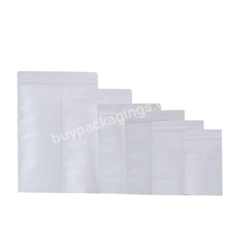 Food Pack Grains Nuts Rice Paper Coffee Bags Stand Up Coating Aluminum Foil Inside Zipper White Kraft Paper Bag