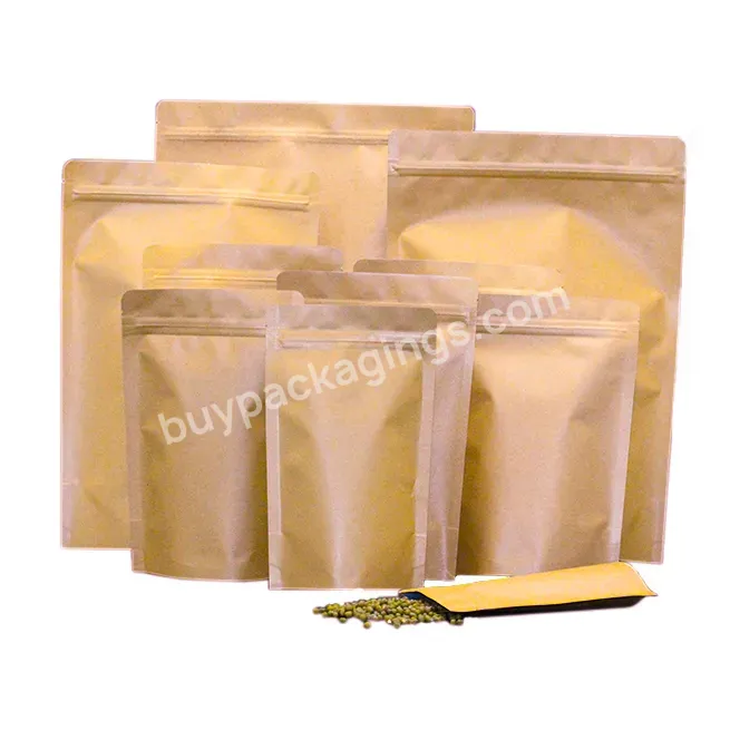Food Package Cookie Coffee Kraft Paper Ziplock Bags Coating Aluminum Foil Craft Brown Paper Bag
