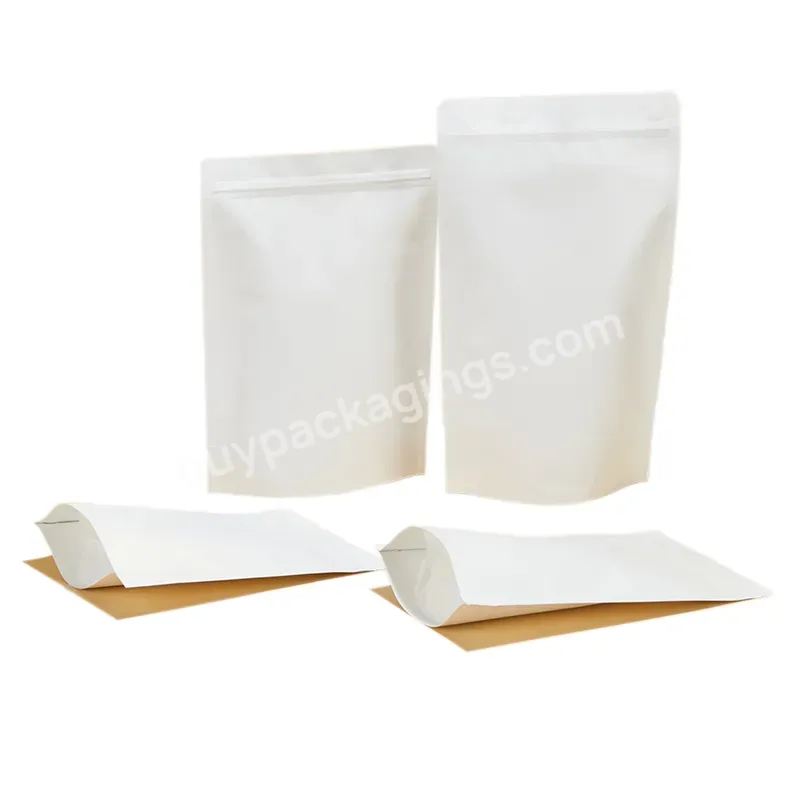 Food Package Paper Zip Tea Bags Coating Aluminum Foil Bag Stand Up White Craft Paper Bag