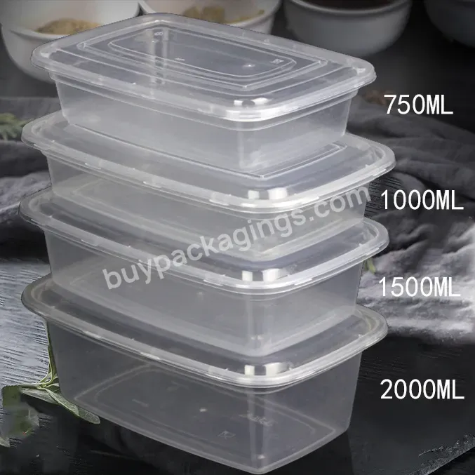 Food Packages Takeaway Customized Rectangular Disposable Plastic Food Containers Custom Plastic Lunch Box