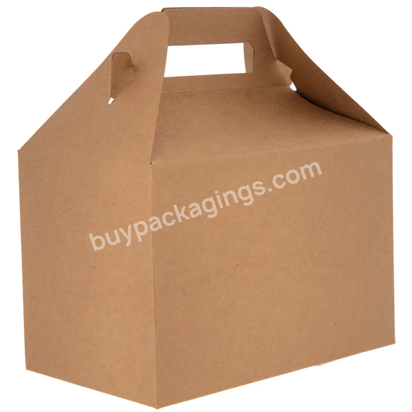 Food Packaging Custom Take Away Carrier Gable Box With Handle Lunch Paper Box For Food