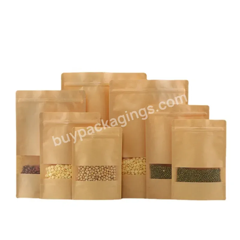 Food Packaging Stand Up Pouchbrown Kraft Paper Bag With Clear Window And Zip Lock For Tea Snack - Buy Brown Kraft Paper Bag/kraft Paper Bag With Zipper,Paper Bag Custom Printed Stand Up Pouch/kraft Paper Bag With Logo,Kraft Paper Bag Sealable/kraft P