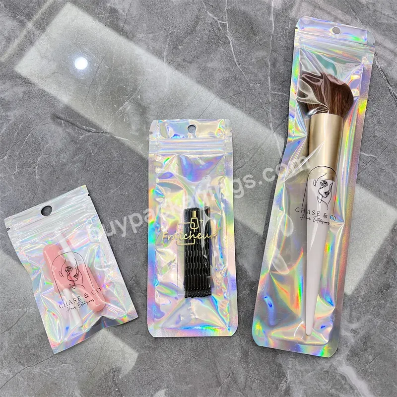 For Cosmetics Aluminum Foil Resealable Holographic Zip Lock Mylar Bags Packaging Plastic Bags