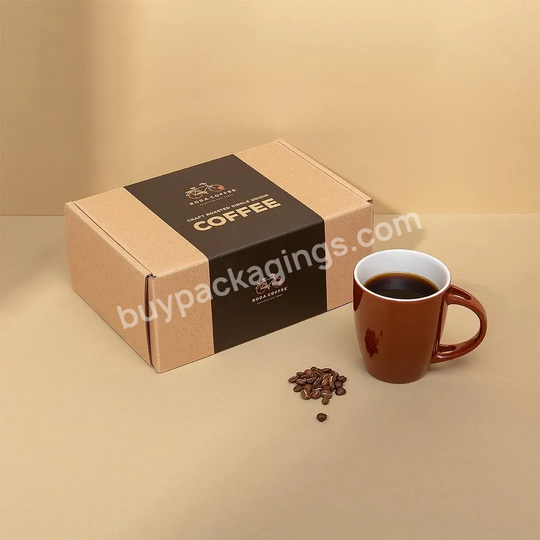 Free Design Cardboard Box Biodegradable Kraft Food Grade Paper Shipping Packaging Coffee Box