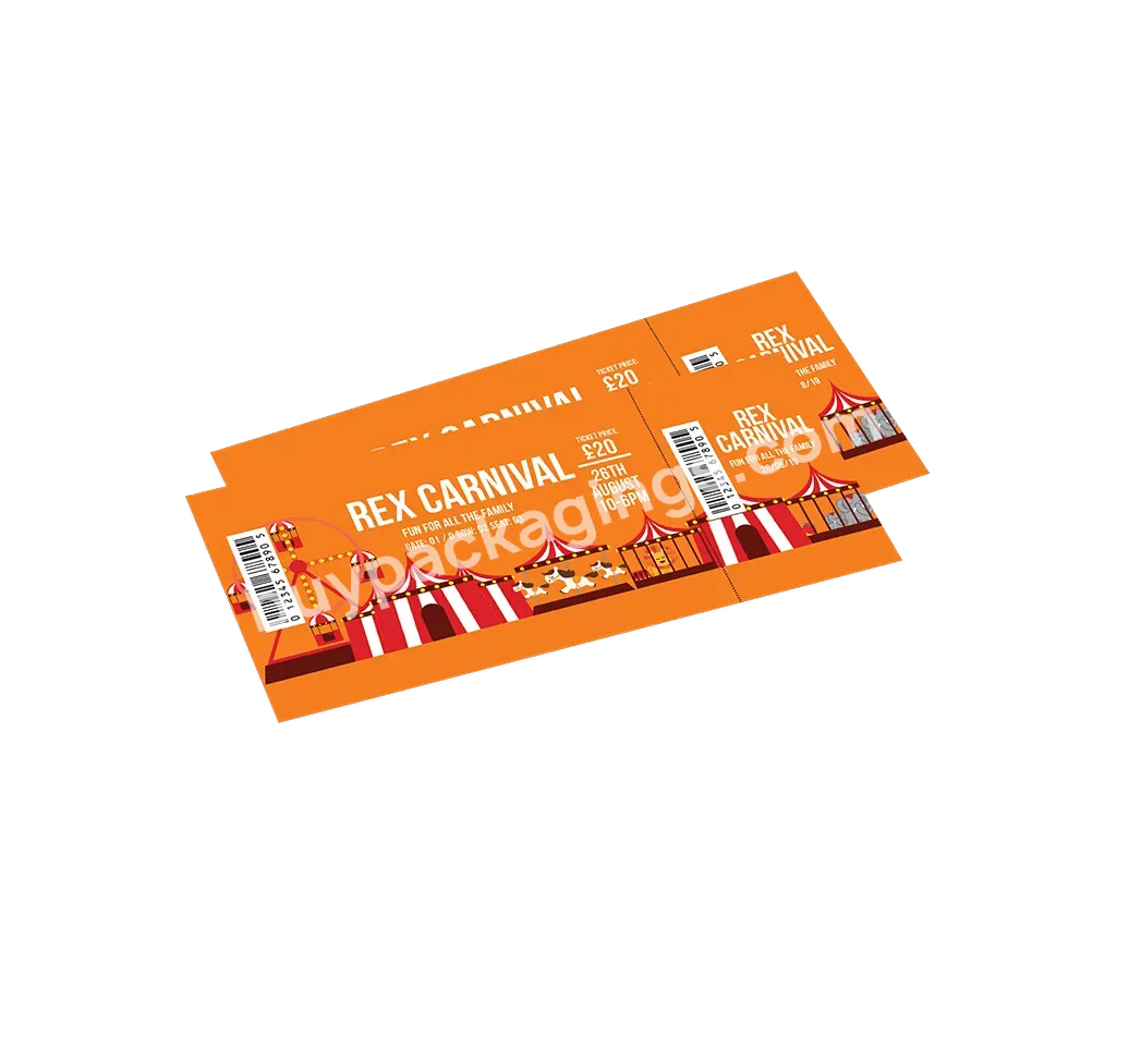 Free Design Custom Offset Printing High Quality Made Event Tickets Coupon Double Side Printing Glossy Datang