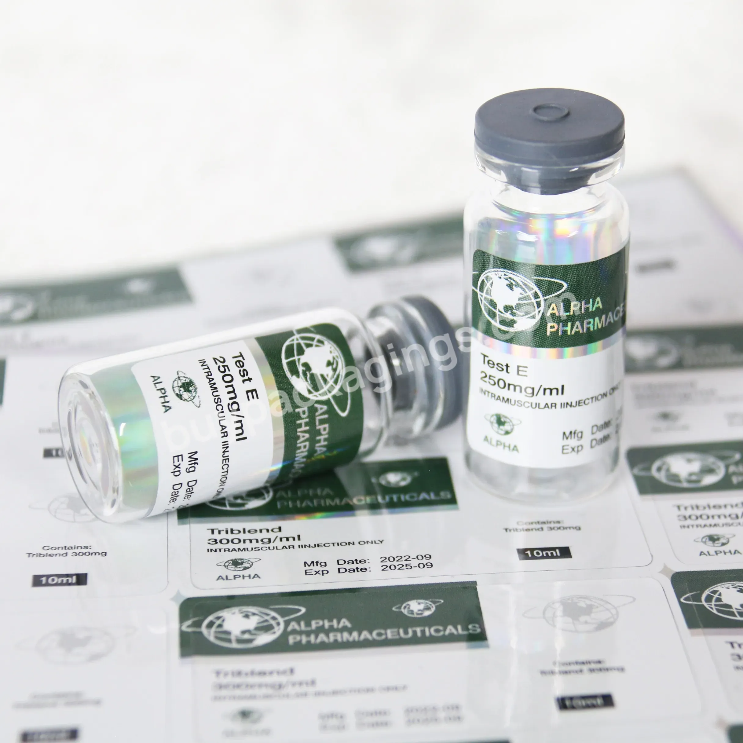 Free Design Custom Printing With Holographic Logo 10ml 100iu Oral Injection Labels And Box