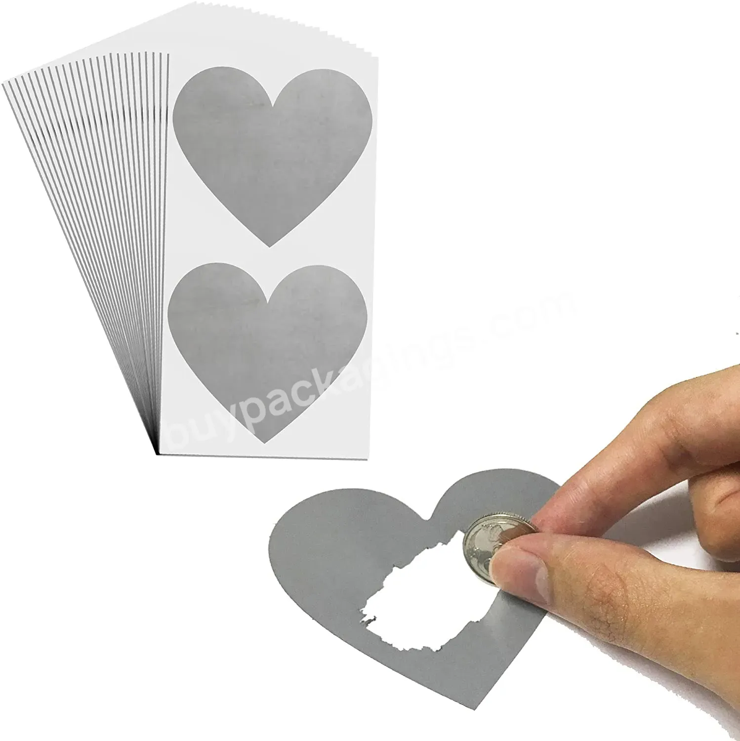 Free Design Custom Scratch Off Card Sticker Customize Adhesive Sticker Heart Paper Datang Double Side Cmyk Custom Size 1000