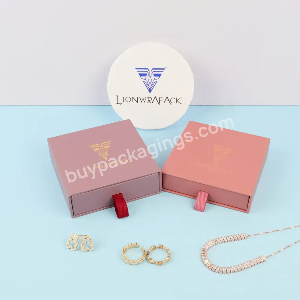 Free Design Customized Paper Cardboard Drawer Jewelry Storage Packaging Box Drawer Sliding Satin Necklace Jewelry Box Organizer