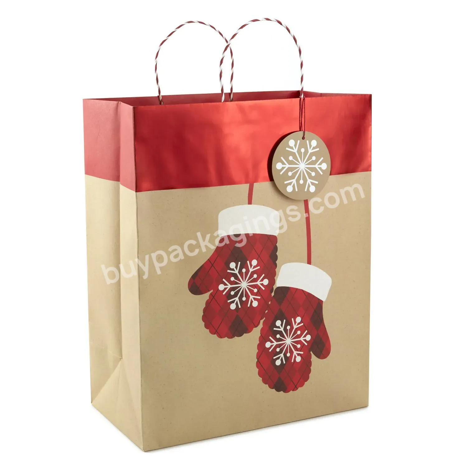 Free Design Low Moq Customized Christmas Kraft Sack Paper Bag For Gift