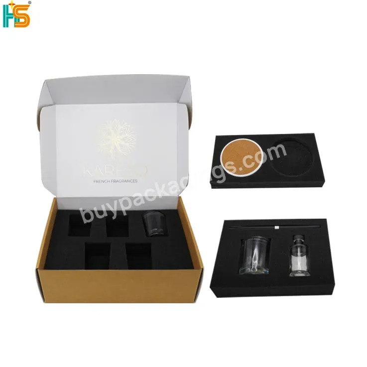 Free Design Packaging Custom Recycle Kraft Paper Shipping Aroma Candle Glass Jar Gift Box With Insert