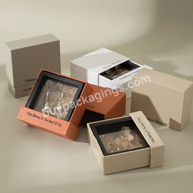 Free Design Wholesale Plain Jewelry Cardboard Slide Boxes Paper Jewelry Packaging Ring Earring Necklace Drawer Box