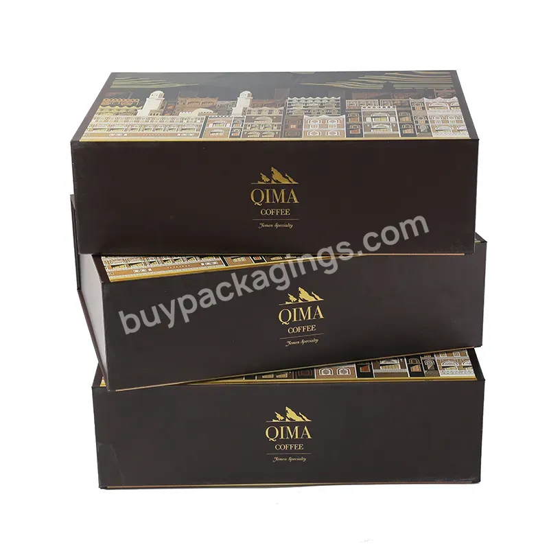 Free Dieline Design Paper Foldable Rigid Gift Box Chinese Customized Brown Printing Magnetic Box With Gold Foil Stamping