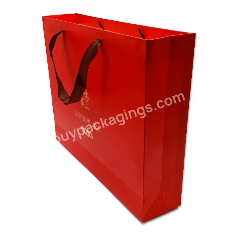 Free Logo Printing Recyclable Red Kraft Paper Bag With Twisted Handle Reusable Shopping Paper Bags