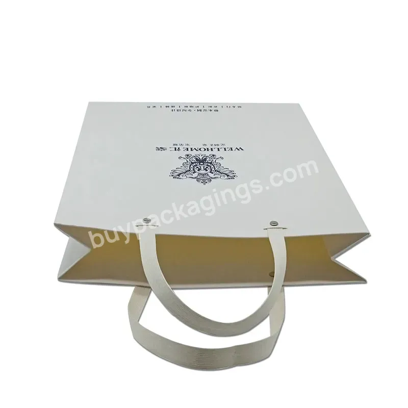 Free Logo Printing Recyclable White Kraft Paper Bag With Twisted Handle Reusable Shopping Paper Bags