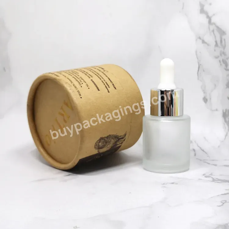 Free Sample 20 Ml Flat Shoulder Essential Oil Bottle Frosted Transparent Glass Serum Dropper Glass Bottle With Paper Tube