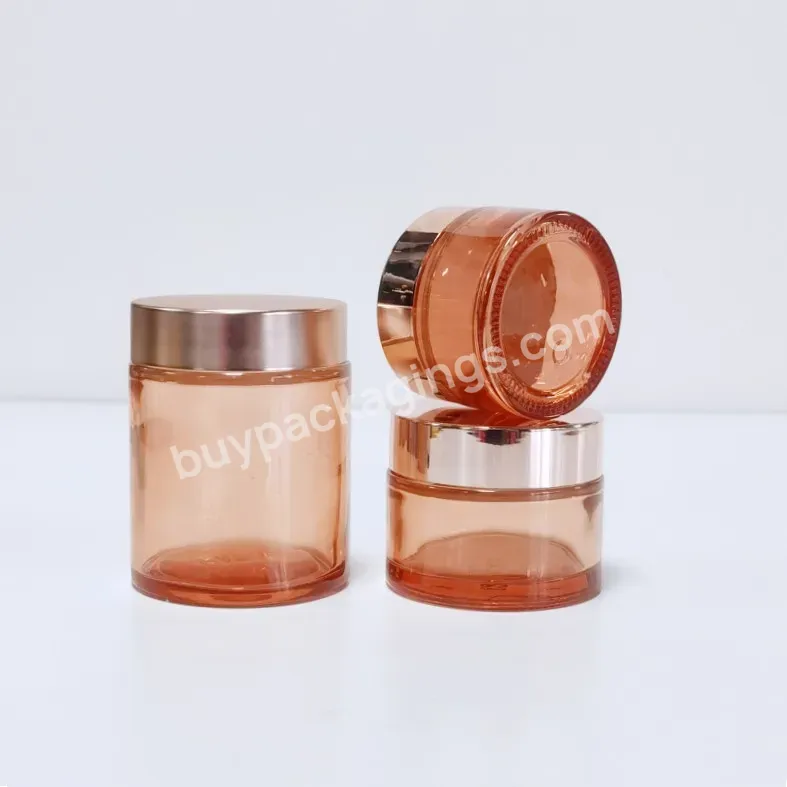 Free Sample 2oz 50g 100g Luxury Rose Gold Cosmetics Body Face Glass Cream Jars For Oil Lotion - Buy Glass Packaging Cream Jar,Clear Frosted Glass Cream Jar,Glass Jar With Rose Gold Color.