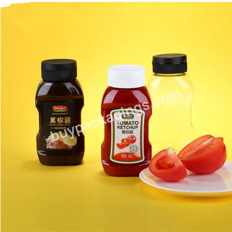 Free Sample 360ml Plastic Pet Bottle With Flip Top Lid For Salad Dressing Sauce Honey Squeeze Bottle